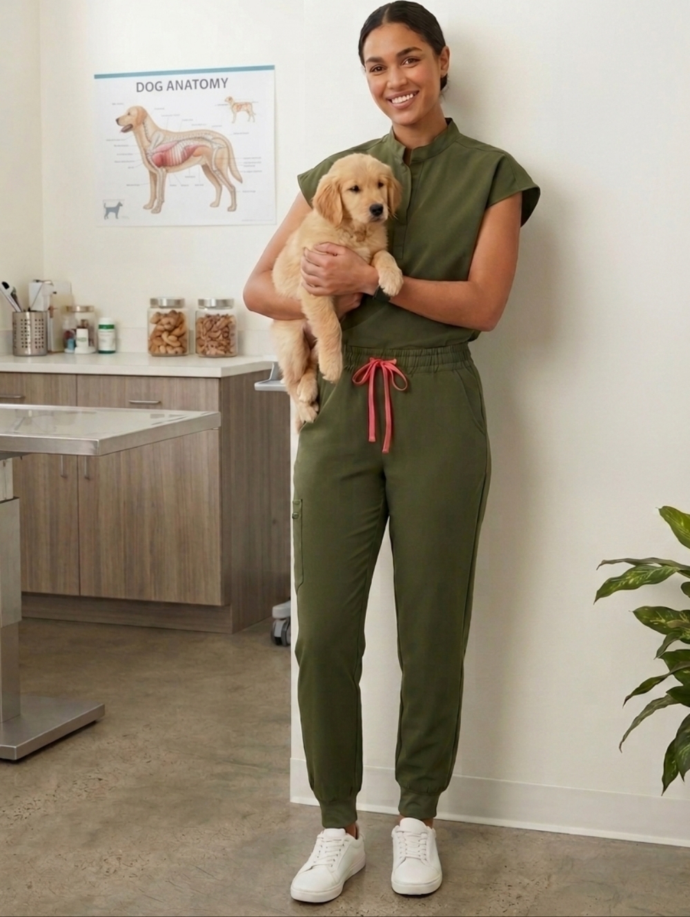 FIGS Limited Edition Dark Olive Scrub Set | Rafaela Top & Zamora Joggers Size L